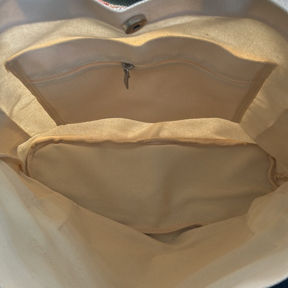 Basic canvas tote bag olive green cream - Picture 3 of 3